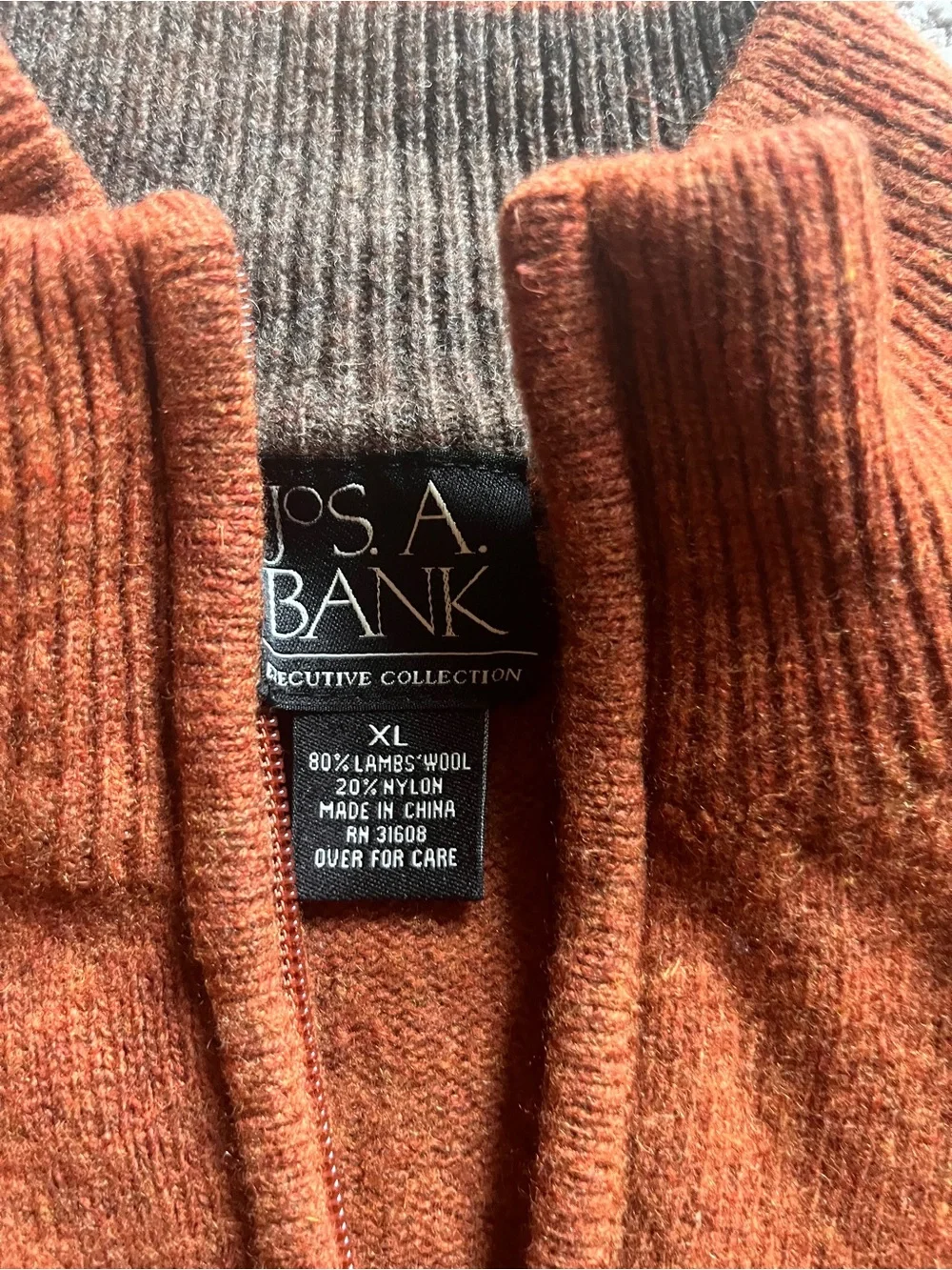 Jos. A. Bank Men's Rust Orange Quarter-Zip Sweater